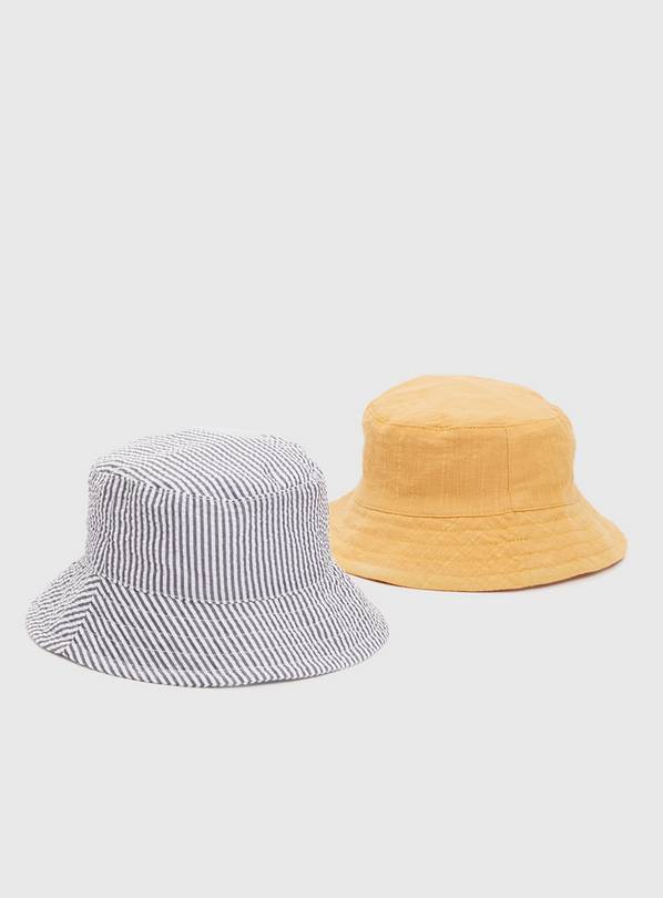 Stripe & Plain Bucket Hats 2 Pack - 3-6 months